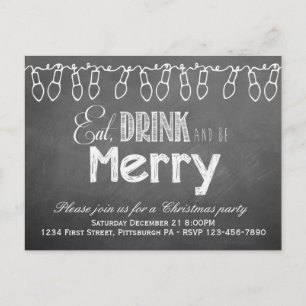 Chalkboard Holiday Party Briefkaart Invitation