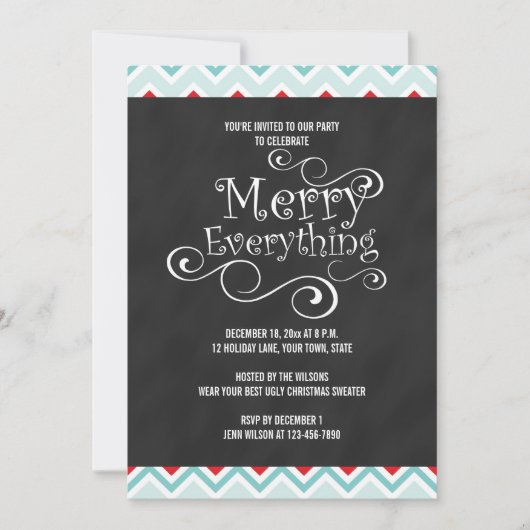 CHALKBOARD HOLIDAY PARTY INVITATION KAART (Voorkant)