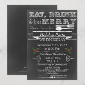 Chalkboard Holiday Party Invitation Kaart (Voorkant / Achterkant)