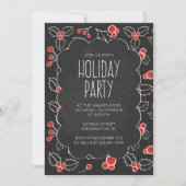 Chalkboard Holly Berries Holiday Party Uitnodiging (Voorkant)
