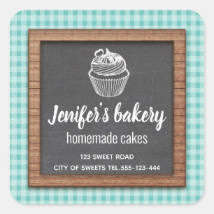 Chalkboard Homemade cupcakes en behandelingen Vierkante Sticker