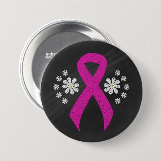 Chalkboard Hot Pink Awareness Ribbon Button (Voorkant /achterkant)