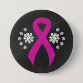 Chalkboard Hot Pink Awareness Ribbon Button (Voorkant)