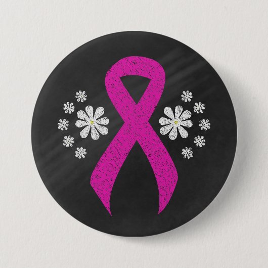 Chalkboard Hot Pink Awareness Ribbon Button (Voorkant)