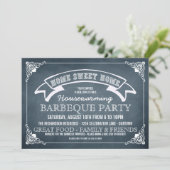 Chalkboard Housewarming BBQ Party Invitation Kaart (Staand voorkant)