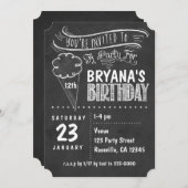 Chalkboard Ice Cream Invitations de fête d'anniver (Devant / Derrière)