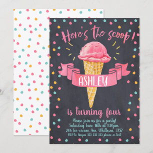 Chalkboard Ice-Cream verjaardagsuitnodiging Kaart