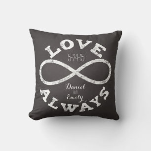 Chalkboard Infinity Love Wedding Date en Names Kussen