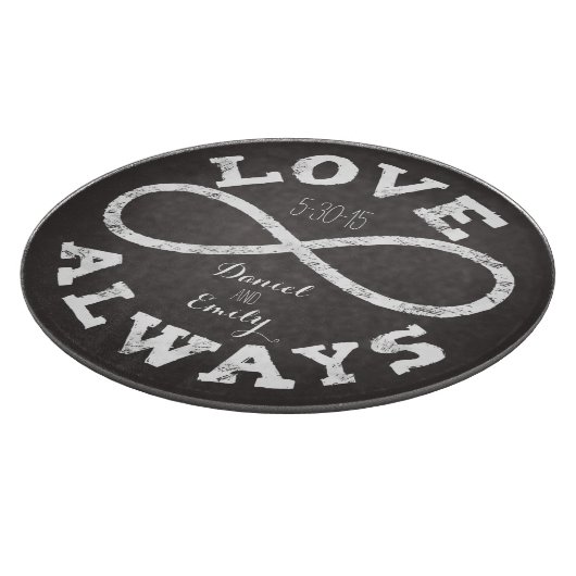 Chalkboard Infinity Love Wedding Date en Names Snijplank (Hoek)