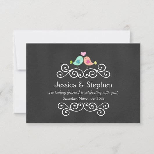 Chalkboard Inséparables mariage RSVP (Dos)
