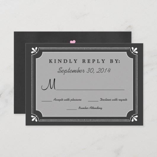 Chalkboard Inséparables mariage RSVP (Devant / Derrière)