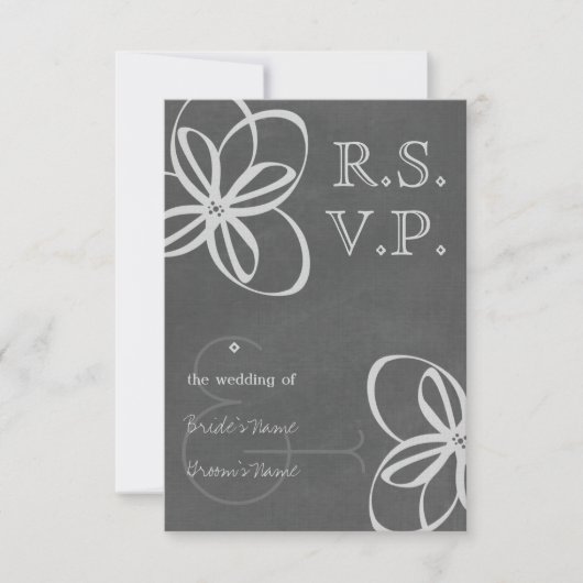 Chalkboard Inspiré Floral Moderne Mariage RSVP (Devant)