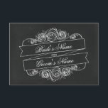 Chalkboard Inspiré Rose Bannière Mariage RSVP<br><div class="desc">Un rsvp de mariage avec un arrière - plan inspiré du tableau noir et un design rose / bannière. Personnalisez avec les noms de la mariée et du marié à l'avant et avec la date à l'arrière.</div>