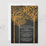 Chalkboard Invitation à la douche nuptiale des arb<br><div class="desc">Chalkboard Autumn Trees Bridal Shower Invitation avec de beaux arbres à automne avec des feuilles orange et jaune sur un arrière - plan populaire en damier noir.</div>