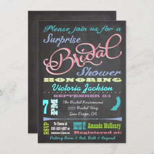 Chalkboard Invitations surprises de douche nuptial