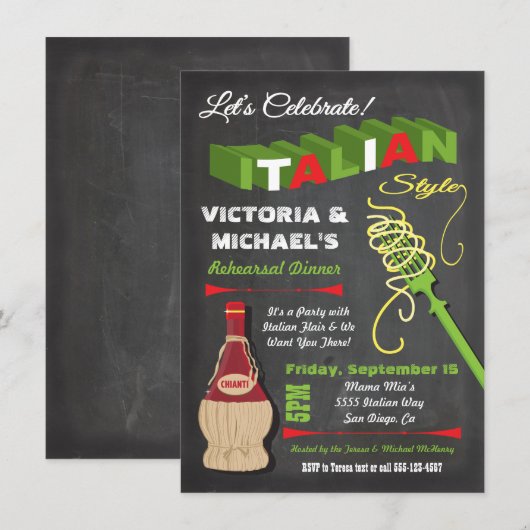 Chalkboard - Italiaanse repetities Kaart (Voorkant / Achterkant)