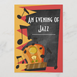 Chalkboard Jazz Blues Theme Party Kaart