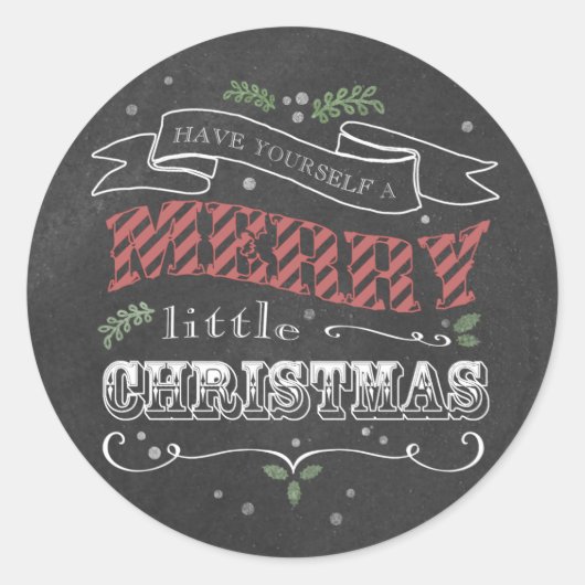 Chalkboard Joyeux Sticker rond Noël (Devant)