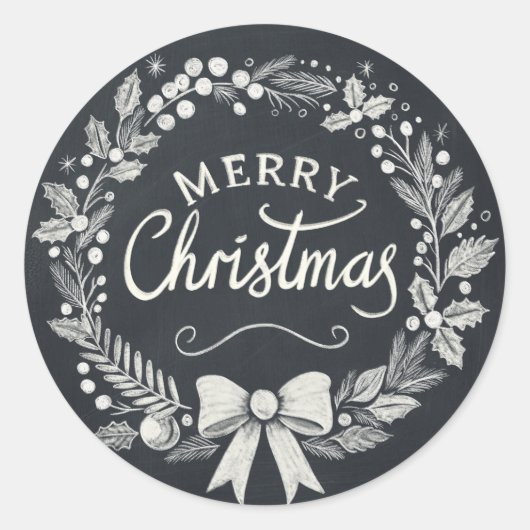Chalkboard Joyeux Stickers Wreath de Noël (Devant)