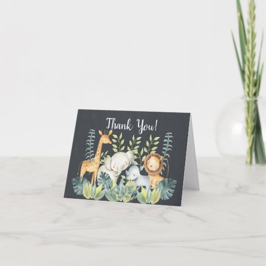 Chalkboard Jungle Baby shower Merci Note (Devant)