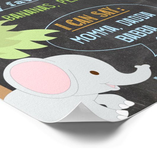 Chalkboard Jungle Party personnalisé 1 an poster (Coin)