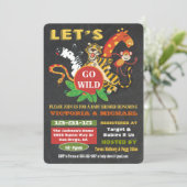 Chalkboard Jungle Safari Baby Shower Invitations (Debout devant)