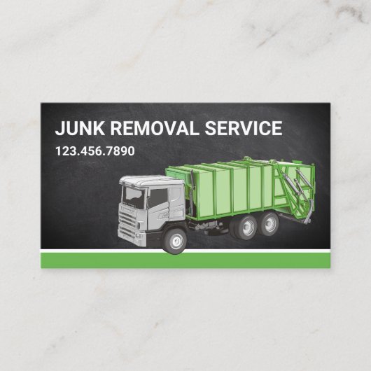 Chalkboard Junk Removal Service Garbage Truck Visitekaartje (Voorkant)