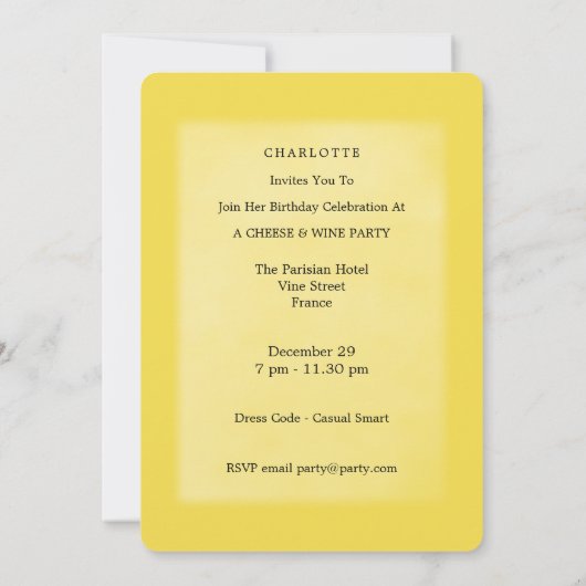 Chalkboard kaas en wijn vieren feest uitnodiging (Achterkant)