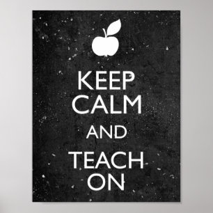 Chalkboard kalm houden en dik op klaslokaal poster