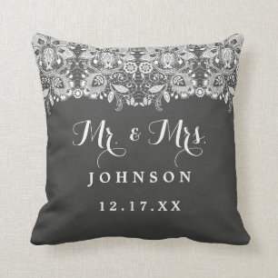 Chalkboard Kant Mr en Mrs Wedding Pillow Kussen