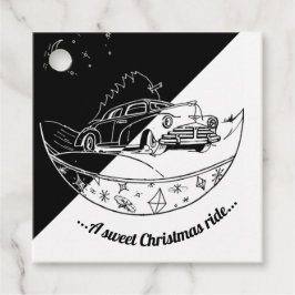 Chalkboard kerstauto bedankjes labels