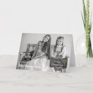 Chalkboard - kerstcadeaufoto/naam feestdagen kaart