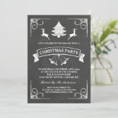 Chalkboard kerstdeer Tree Bell Holiday Party Kaart (Staand voorkant)