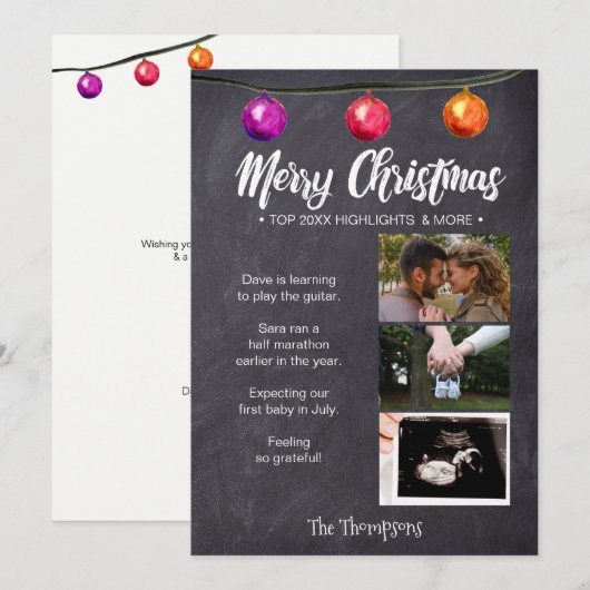 Chalkboard kerstfoto Zwangerschap Aankondiging (Voorkant / Achterkant)