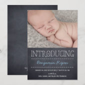 Chalkboard Kijk Birth Announement - Blue Aankondiging (Voorkant / Achterkant)