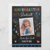 Chalkboard Kindergarten Afstuderen Foto Kaart (Voorkant)