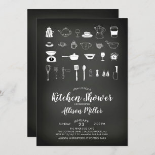 Chalkboard Kitchen Bridal Shower Kaart