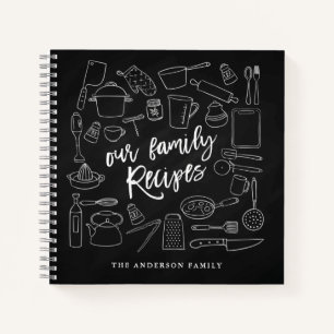 Chalkboard Kitchen Tools Personalized Recipe Notitieboek
