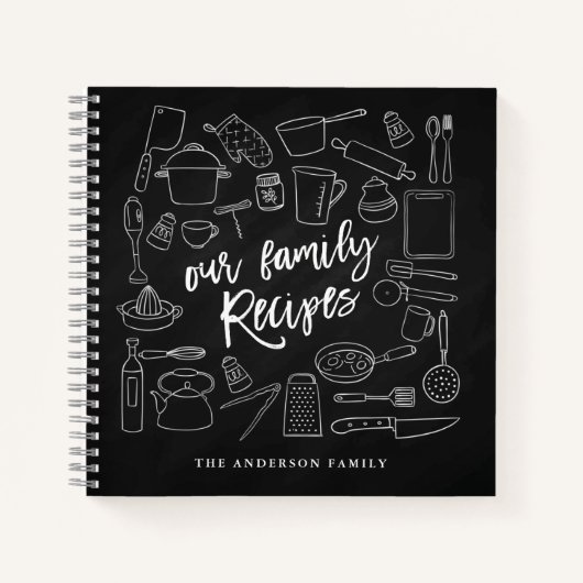 Chalkboard Kitchen Tools Personalized Recipe Notitieboek (Voorkant)