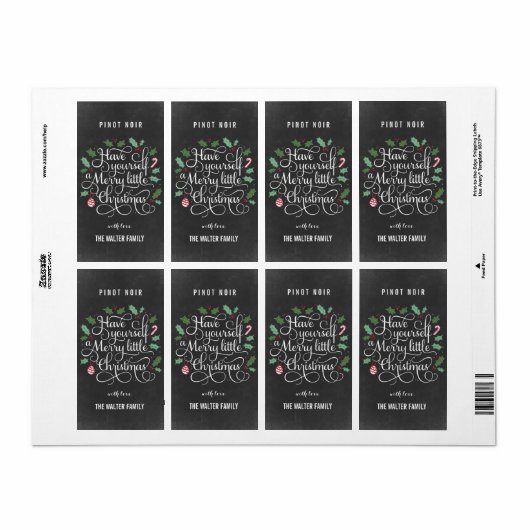 Chalkboard Kleine kerstwijn Fleslabels Etiket (Full Sheet)