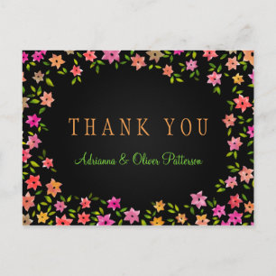 Chalkboard Kleurrijke Bloemkrans Dank u Briefkaart