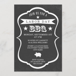 Chalkboard Labour Day Barbecue Uitnodiging
