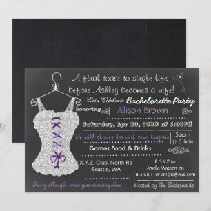 Chalkboard Lace Lingerie Shower Bachelorette Kaart