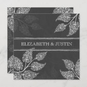 Chalkboard Lacy Leaves Wedding Kaart (Voorkant / Achterkant)