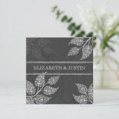 Chalkboard Lacy Leaves Wedding Kaart (Staand voorkant)