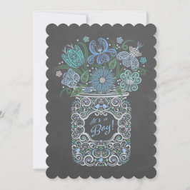 Chalkboard Lacy Mason Baby shower Het is een jonge Kaart
