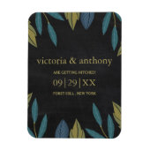 Chalkboard Leaf Bruiloft Bewaar de datum Magneet (Verticaal)