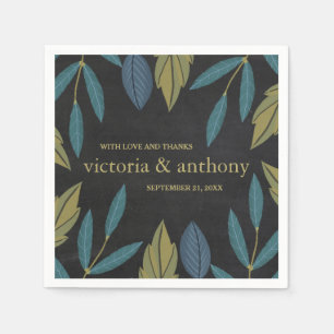 Chalkboard Leaf Bruiloft Servet