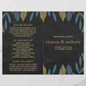 Chalkboard Leaf Wedding Bi-Fold Programma (Voorkant)