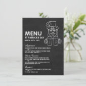 Chalkboard Leprechaun, Carte de menu St Patrick (Debout devant)